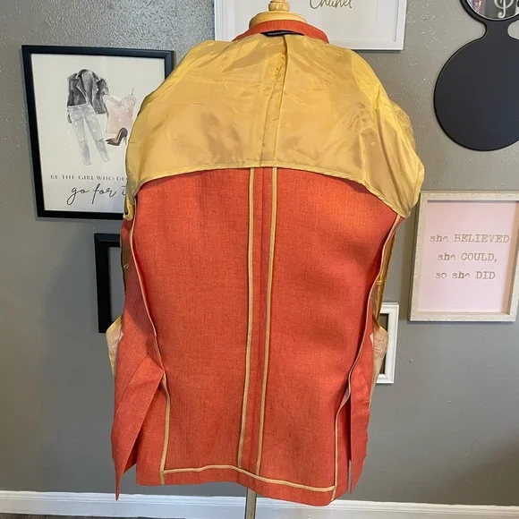 Maus & Hoffman Orange 100% Linen Blazer Sports Coat 42 Tall - Picture 9 of 16